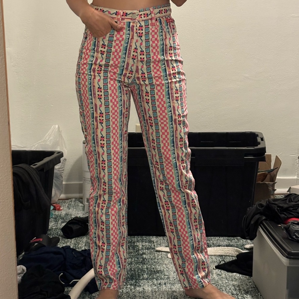 Funky Multicolored Patterned Pants - image 2